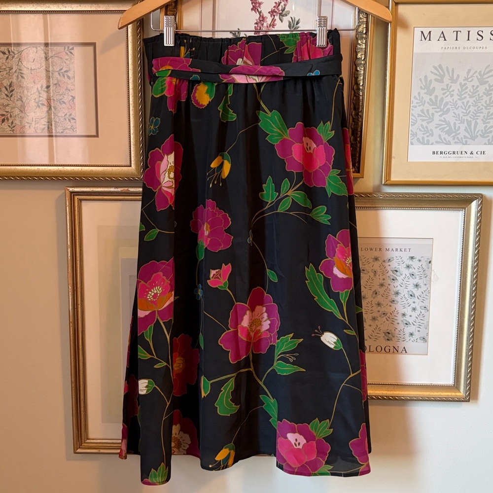 SÉZANE Elie Silk Skirt With Printed Flowers from Japan 38/6 - Picture 9 of 10